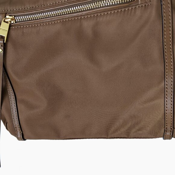 MZ Wallace Brown Nylon & Leather Trimmed Satchel Shoulder Bag With Pouch - Picture 12 of 16